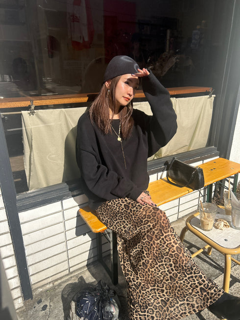 バックオープンレオパードワンピ